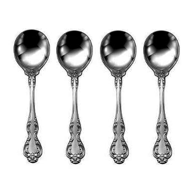 Oneida Wedgwood St Moritz 4 Bouillon Cream Soup Spoons 6 1/4" Use with Mandolina